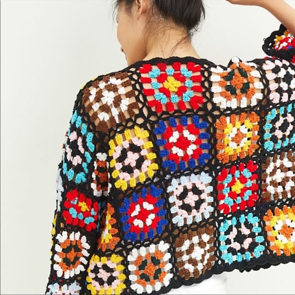 ANTHROPOLOGIE COLOURBLOCKED SQUARE CROCHET CARDIGAN 🔥 - Picture 3 of 9